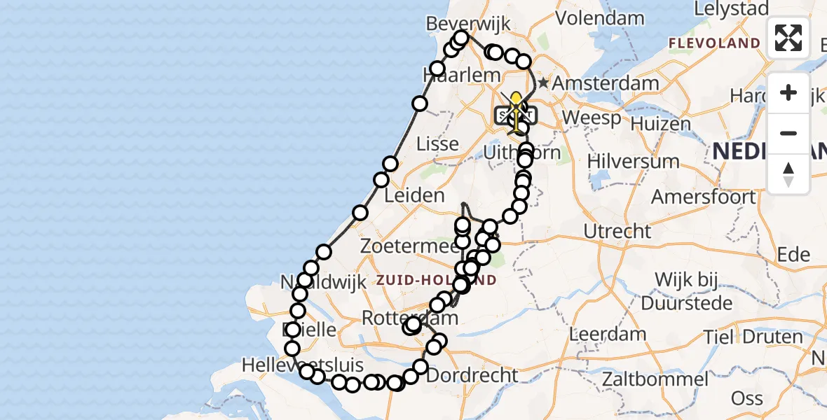 Routekaart van de vlucht: Politieheli naar Schiphol, Van Weerden-Poelmanweg