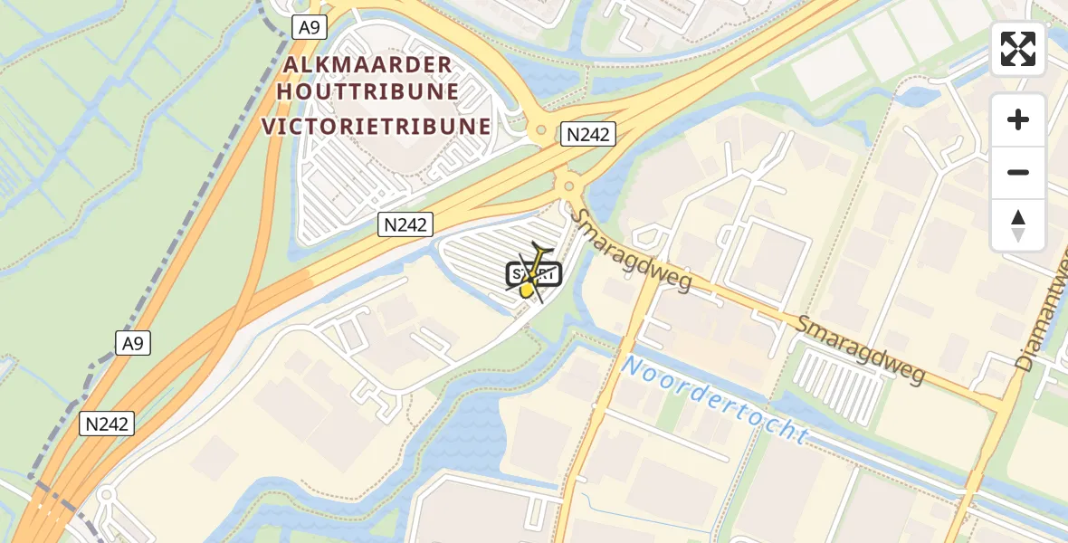 Routekaart van de vlucht: Lifeliner 1 naar Alkmaar, Parelweg