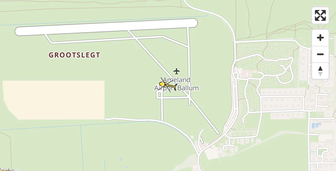 Routekaart van de vlucht: Ambulanceheli naar Ameland Airport Ballum