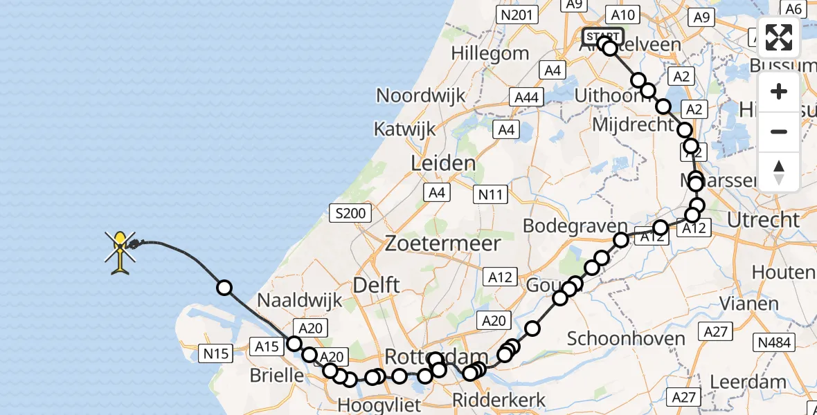 Routekaart van de vlucht: Politieheli naar Kleine Bospad