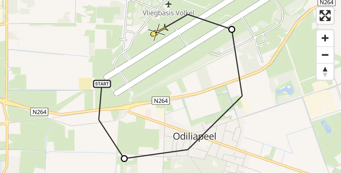 Routekaart van de vlucht: Lifeliner 3 naar Vliegbasis Volkel, Wolfstraat