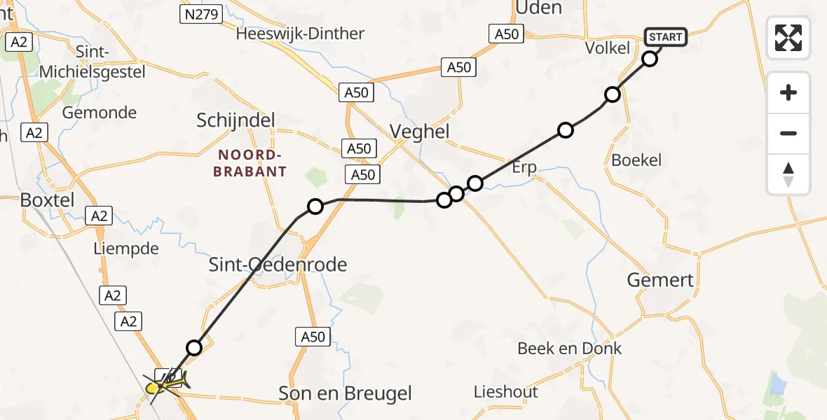 Routekaart van de vlucht: Lifeliner 3 naar Best, Oosterheidestraat