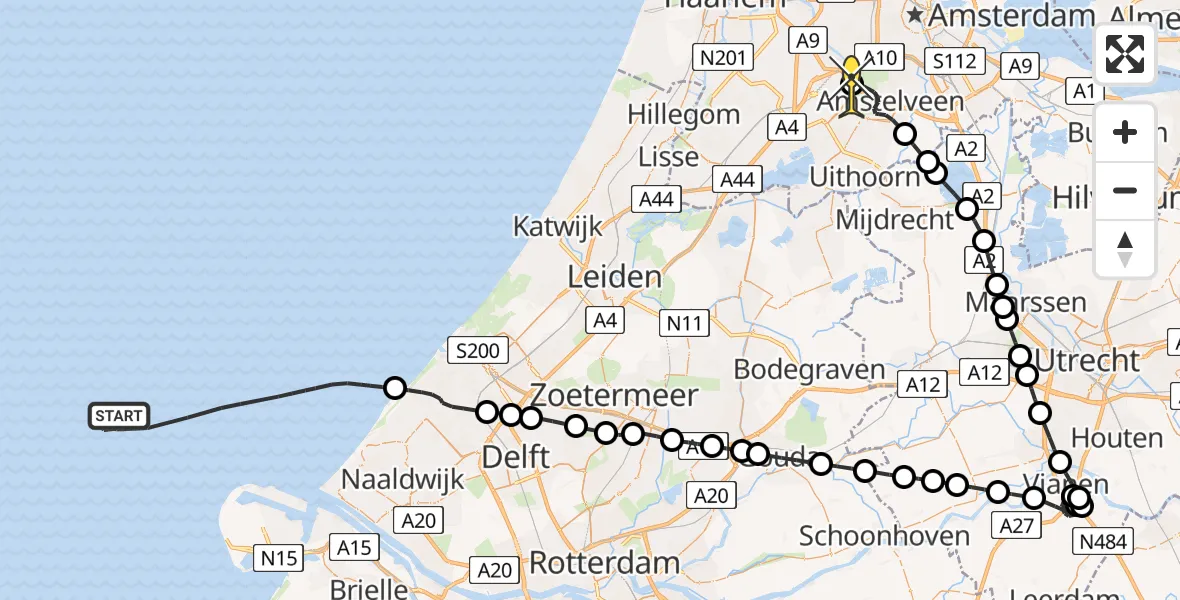 Routekaart van de vlucht: Politieheli naar Schiphol, Thermiekstraat