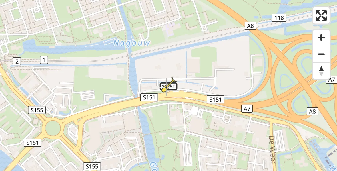 Routekaart van de vlucht: Politieheli naar Zaandam, Prins Bernhardweg