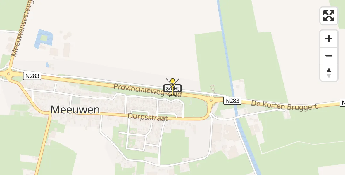 Routekaart van de vlucht: Lifeliner 3 naar Meeuwen, G. Sterkenburgstraat