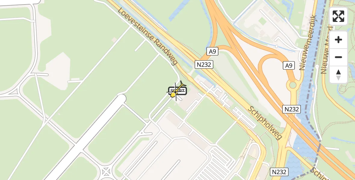 Routekaart van de vlucht: Politieheli naar Schiphol, Loevesteinse Randweg