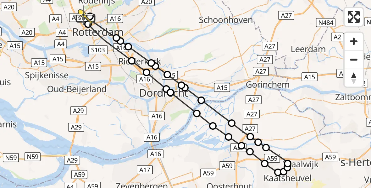 Routekaart van de vlucht: Lifeliner 2 naar Rotterdam The Hague Airport, Terletpad