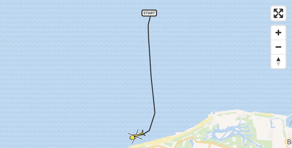 Routekaart van de vlucht: Kustwachthelikopter naar Vlissingen, Zeedijk