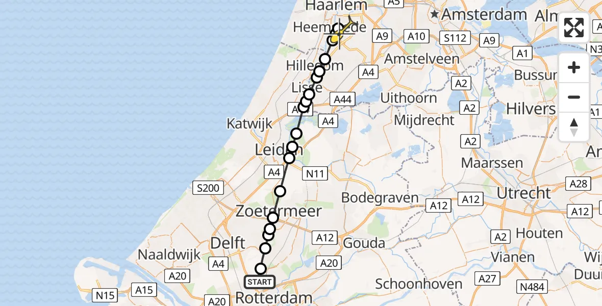 Routekaart van de vlucht: Lifeliner 2 naar Haarlem, Oude Bovendijk