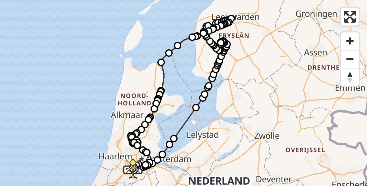 Routekaart van de vlucht: Politieheli naar Schiphol, Fokkerweg