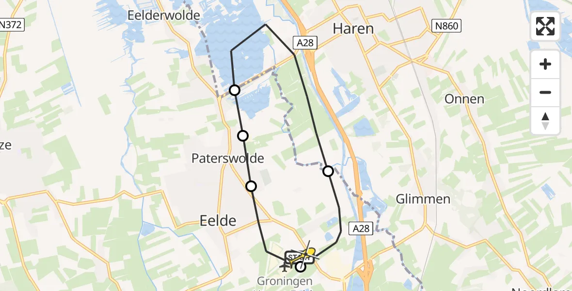 Routekaart van de vlucht: Lifeliner 4 naar Groningen Airport Eelde, Esweg