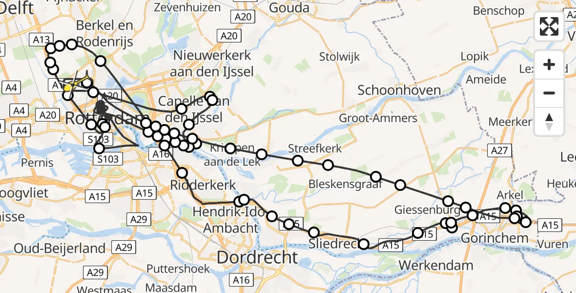 Routekaart van de vlucht: Politieheli naar Rotterdam The Hague Airport, Copernicuslaan