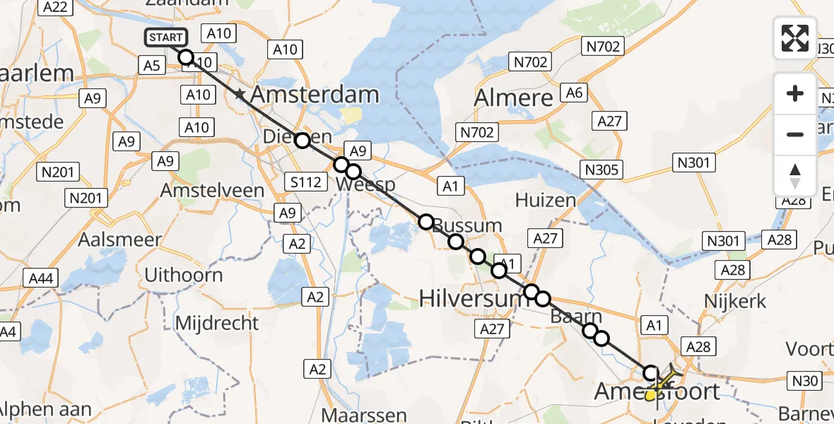 Routekaart van de vlucht: Lifeliner 1 naar Amersfoort, Bosporushaven