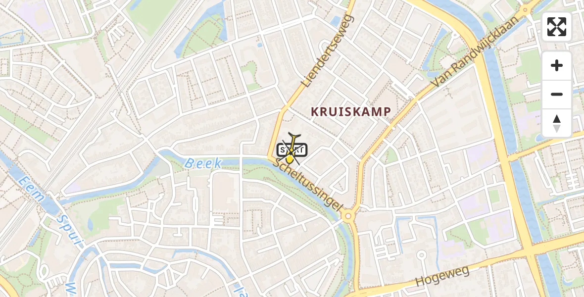 Routekaart van de vlucht: Lifeliner 1 naar Amersfoort, Van Assenraadstraat