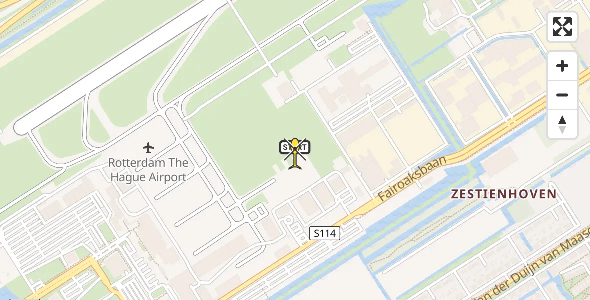 Routekaart van de vlucht: Politieheli naar Rotterdam The Hague Airport, Brandenburgbaan