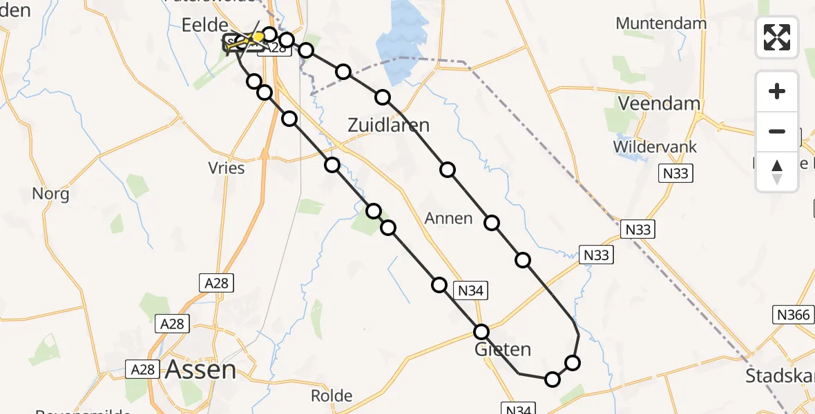Routekaart van de vlucht: Lifeliner 4 naar Groningen Airport Eelde, Bolhuisgat