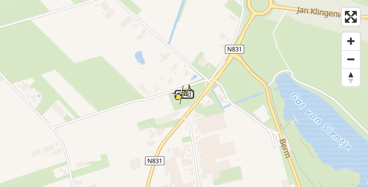 Routekaart van de vlucht: Lifeliner 2 naar Kerkdriel, Provincialeweg