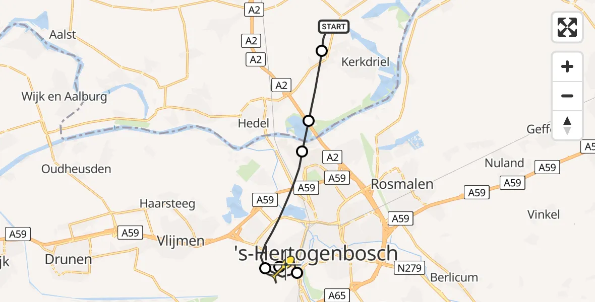 Routekaart van de vlucht: Lifeliner 2 naar Vught, Oude Weistraat