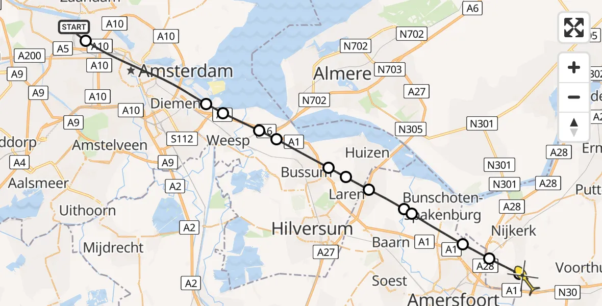 Routekaart van de vlucht: Lifeliner 1 naar Zwartebroek, Maltaweg