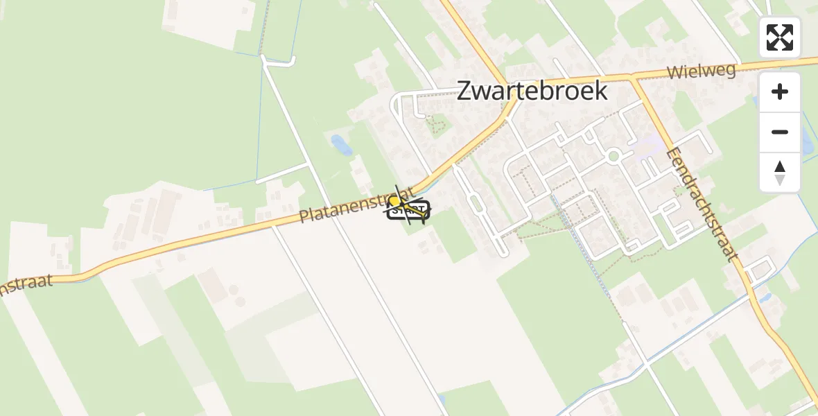 Routekaart van de vlucht: Lifeliner 1 naar Zwartebroek, Platanenstraat