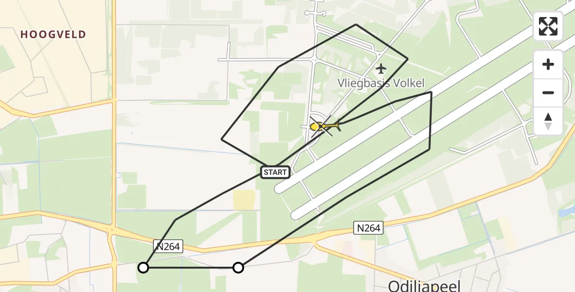 Routekaart van de vlucht: Lifeliner 3 naar Vliegbasis Volkel, Zeelandsedijk