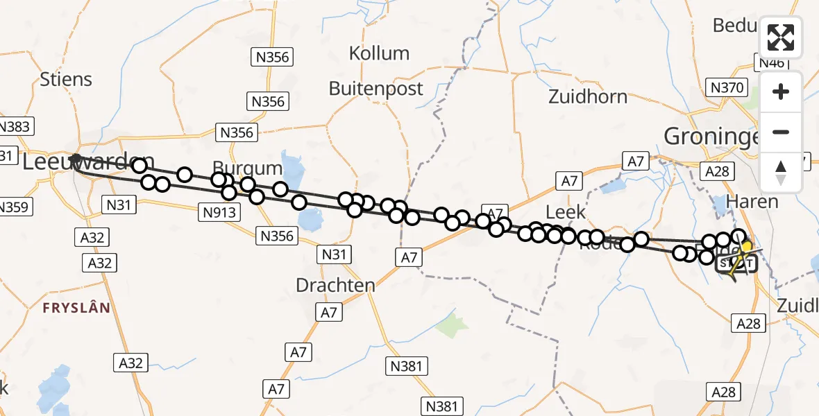 Routekaart van de vlucht: Lifeliner 4 naar Groningen Airport Eelde, Hoofdweg