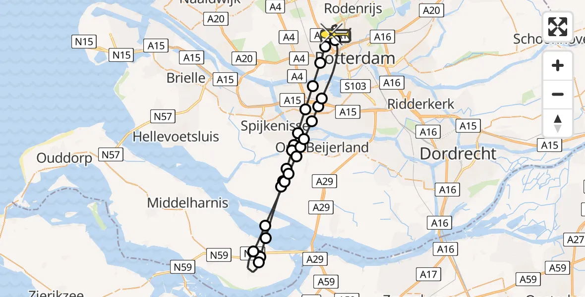 Routekaart van de vlucht: Lifeliner 2 naar Rotterdam The Hague Airport, Achterdijk