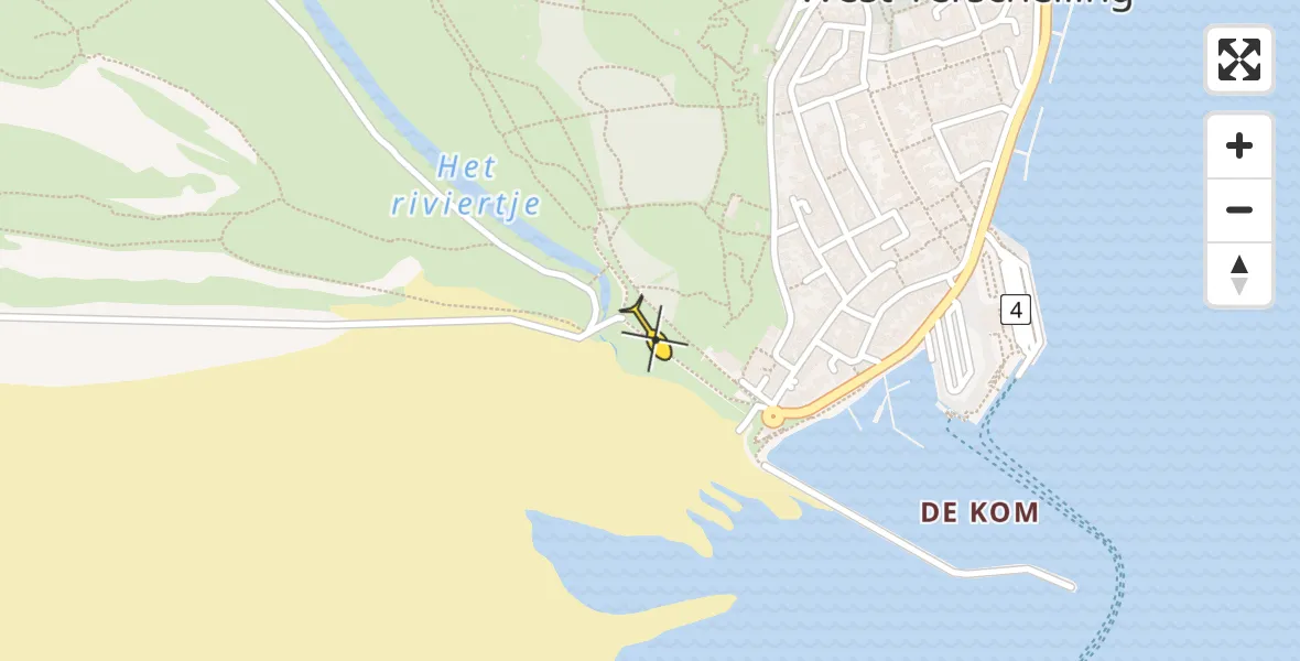 Routekaart van de vlucht: Ambulancehelikopter naar West-Terschelling