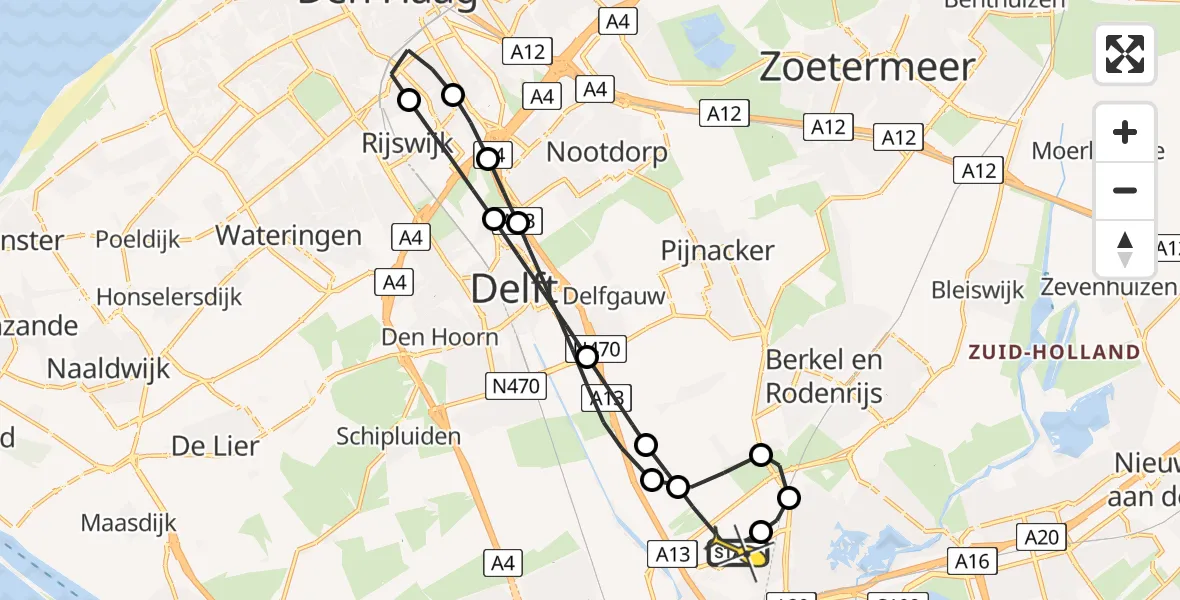 Routekaart van de vlucht: Lifeliner 2 naar Rotterdam The Hague Airport, Brandenburgbaan