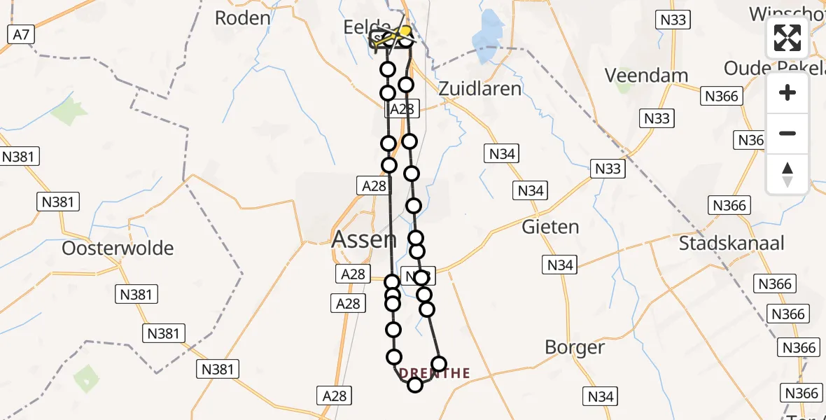 Routekaart van de vlucht: Lifeliner 4 naar Groningen Airport Eelde, Breukenweg