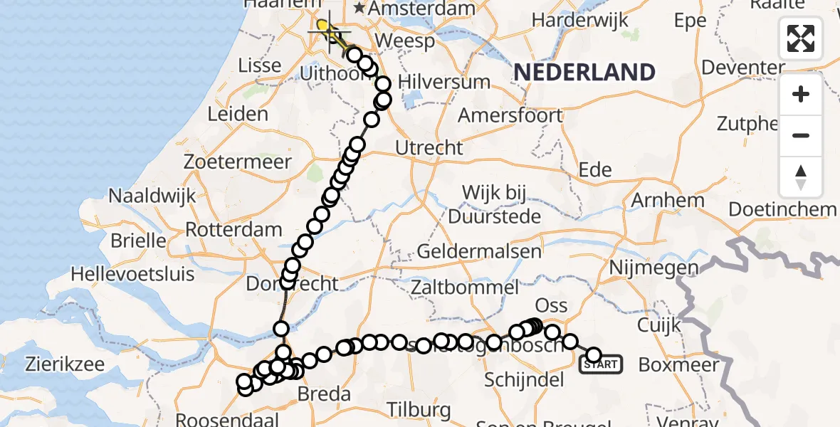 Routekaart van de vlucht: Politieheli naar Schiphol, Zeelandsedijk