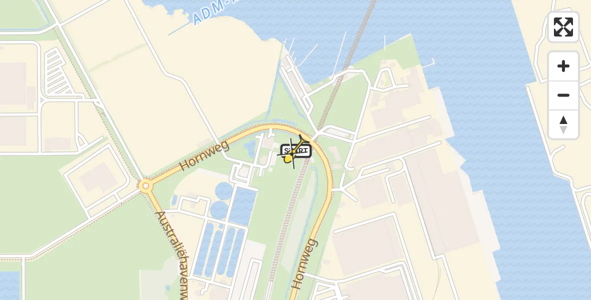 Routekaart van de vlucht: Lifeliner 1 naar Amsterdam Heliport, Hornweg