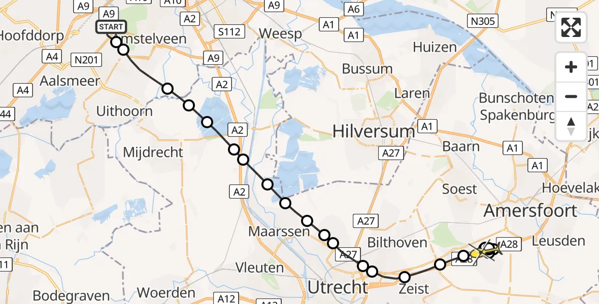 Routekaart van de vlucht: Politieheli naar Amersfoort, Thermiekstraat