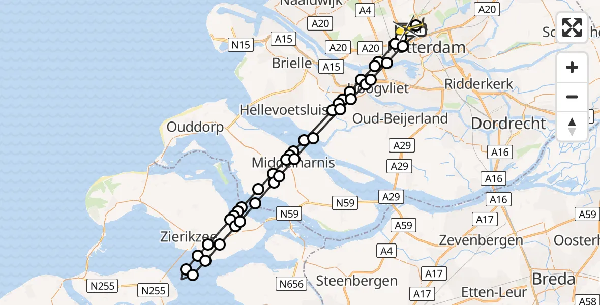 Routekaart van de vlucht: Lifeliner 2 naar Rotterdam The Hague Airport, Schielandstraat