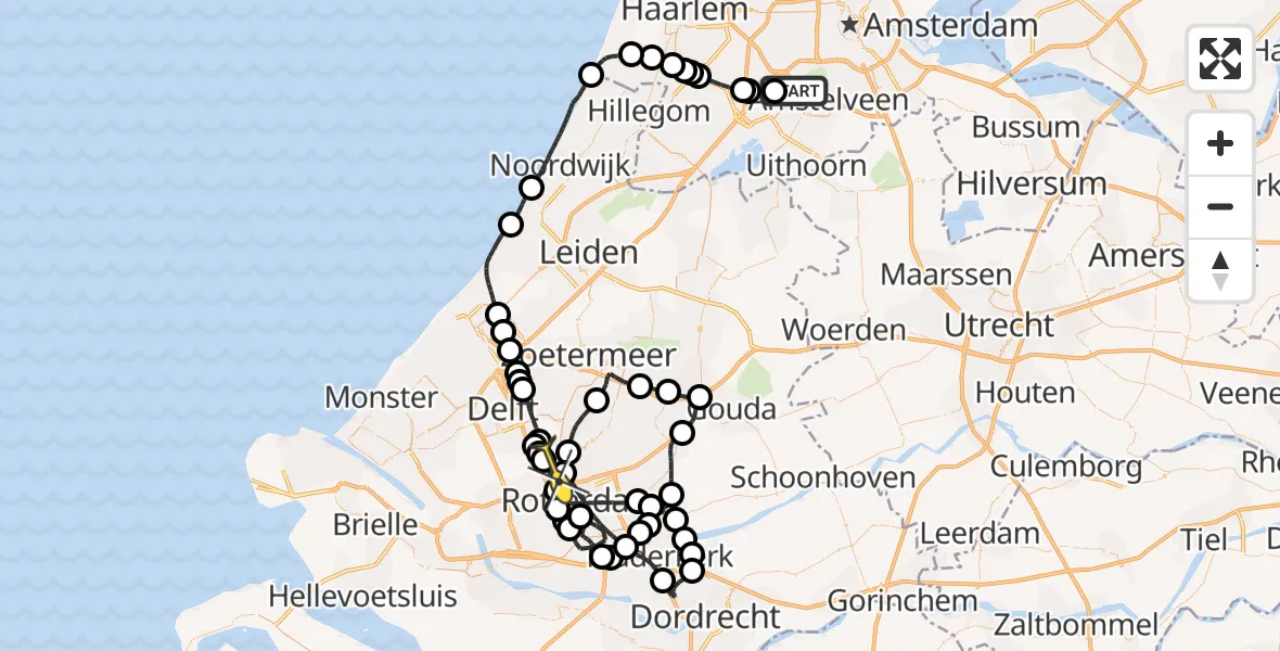 Routekaart van de vlucht: Politiehelikopter naar Rotterdam The Hague Airport, Ceintuurbaan