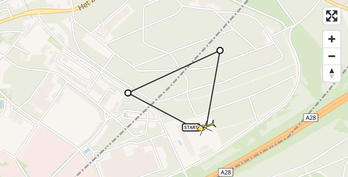 Routekaart van de vlucht: Politiehelikopter naar Amersfoort, Het Zeisterspoor