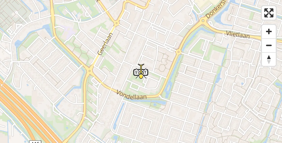 Routekaart van de vlucht: Lifeliner 2 naar Ridderkerk, Nic. Beetslaan