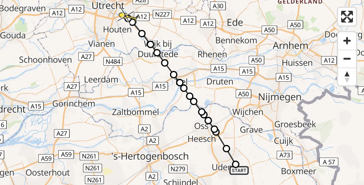 Routekaart van de vlucht: Lifeliner 3 naar Bunnik