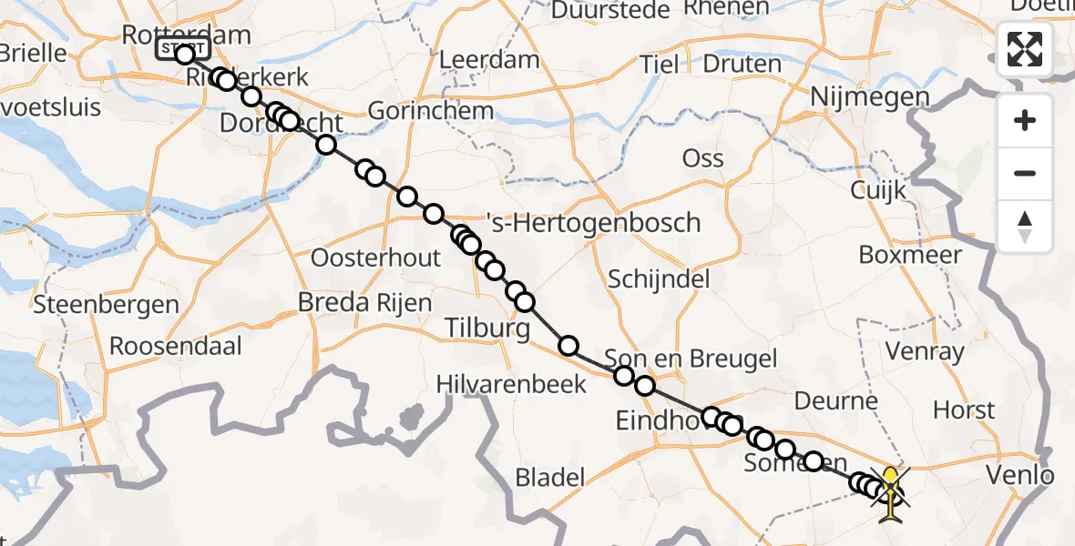 Routekaart van de vlucht: Lifeliner 2 naar Meijel, Sint-Jobskade