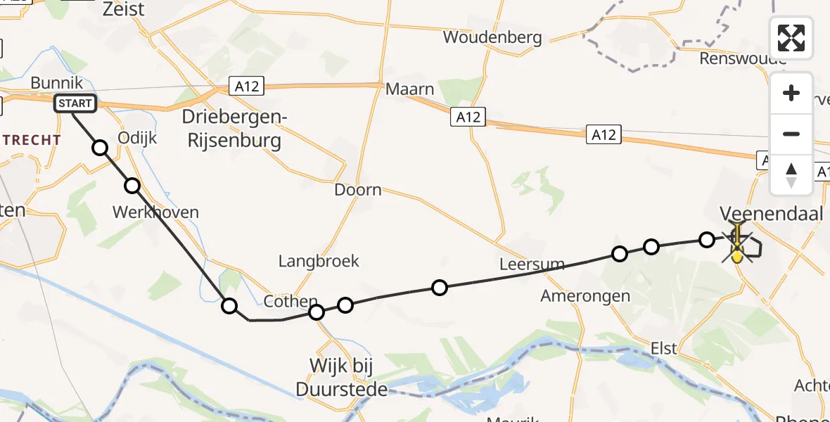 Routekaart van de vlucht: Lifeliner 3 naar Veenendaal, Raaphofsepad