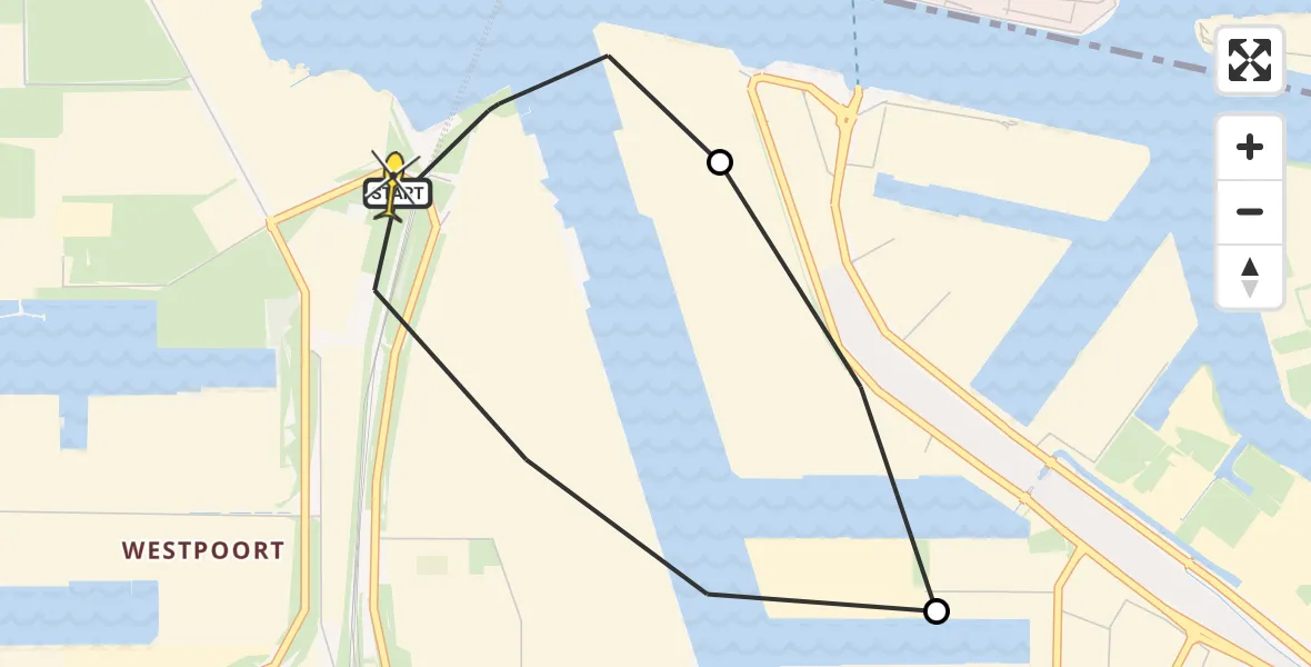Routekaart van de vlucht: Lifeliner 1 naar Amsterdam Heliport, Maltaweg