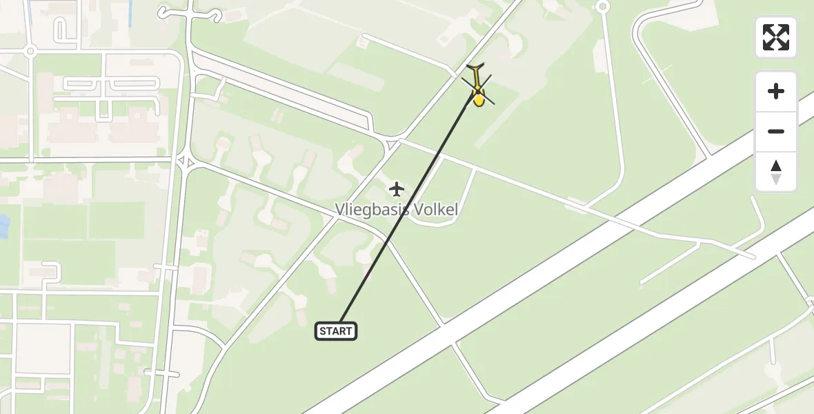 Routekaart van de vlucht: Lifeliner 3 naar Vliegbasis Volkel, Zeelandsedijk