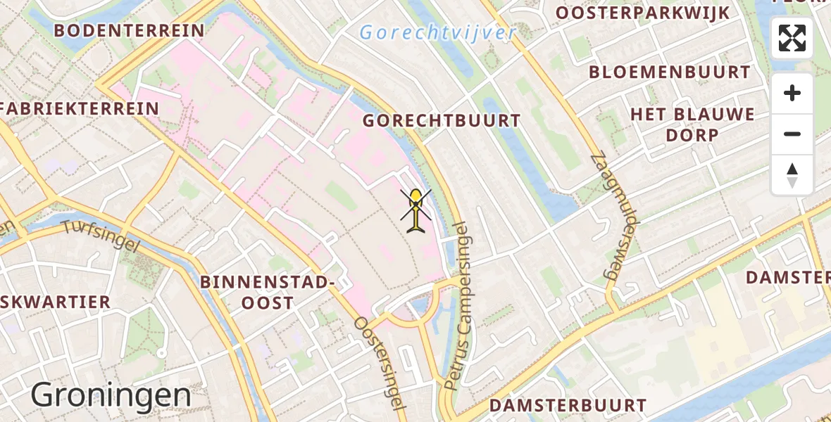 Routekaart van de vlucht: Ambulancehelikopter naar Universitair Medisch Centrum Groningen