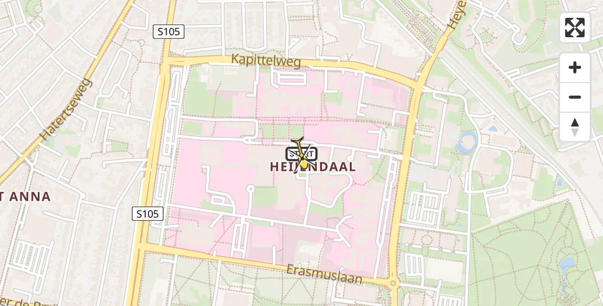 Routekaart van de vlucht: Lifeliner 1 naar Radboud Universitair Medisch Centrum, Geert Grooteplein Zuid