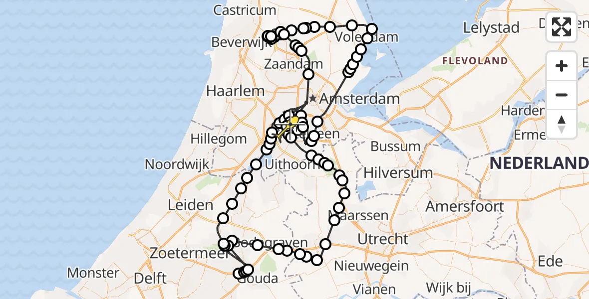 Vluchtroute Politiehelikopter van Schiphol naar Schiphol