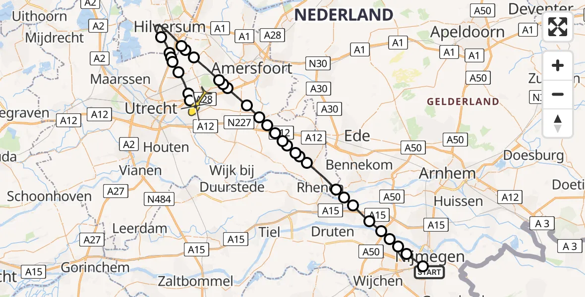 Routekaart van de vlucht: Lifeliner 1 naar Zeist, Vossenlaan