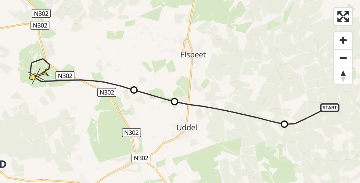 Routekaart van de vlucht: Politieheli naar Ermelo, Postweg