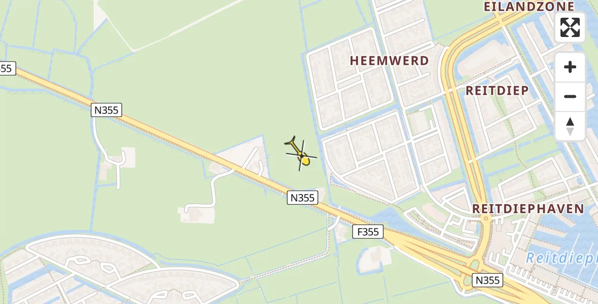 Routekaart van de vlucht: Lifeliner 4 naar Groningen