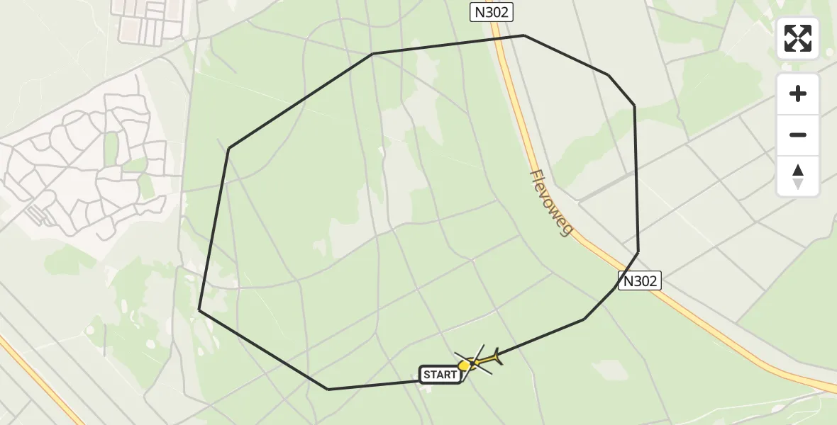 Routekaart van de vlucht: Politieheli naar Ermelo, Drieërweg