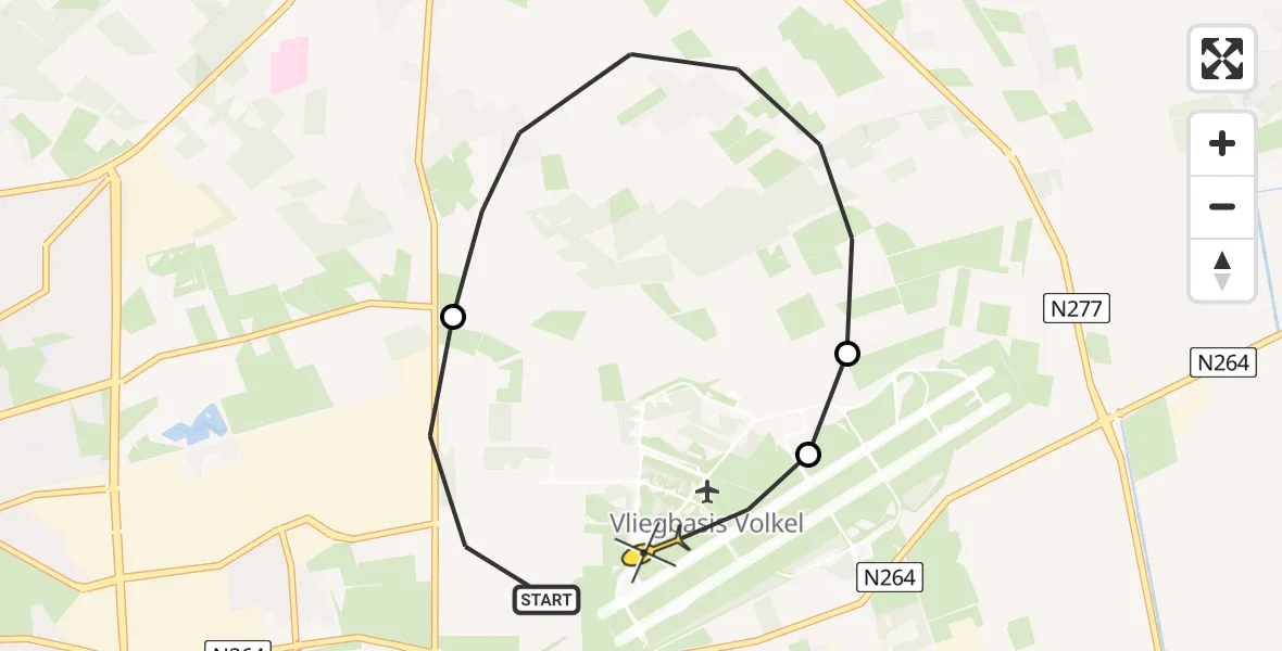 Routekaart van de vlucht: Lifeliner 3 naar Vliegbasis Volkel, Zeelandsedijk